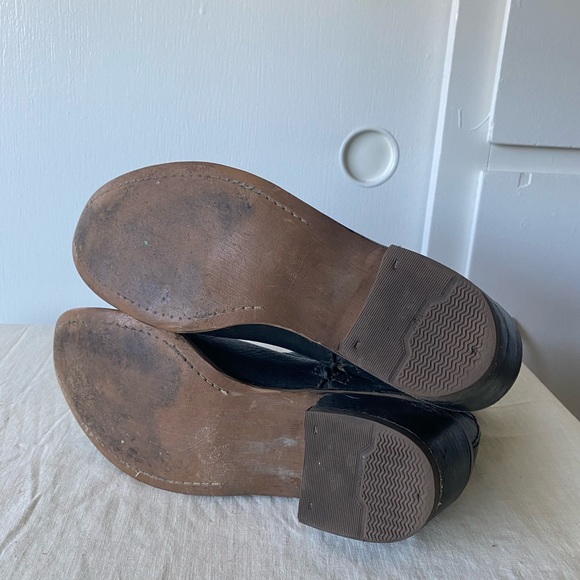 Worn in resoled 8.5 ankle boot zip heel leather stitching detail Madewell - Picture 6 of 12